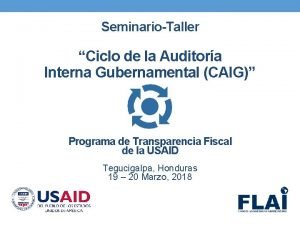 SeminarioTaller Ciclo de la Auditora Interna Gubernamental CAIG