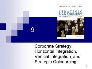 9 Corporate Strategy Horizontal Integration Vertical Integration and