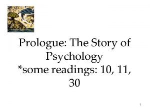 Prologue the story of psychology