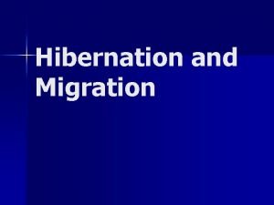 Hibernation and Migration Adaptation People are always having