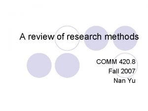 A review of research methods COMM 420 8