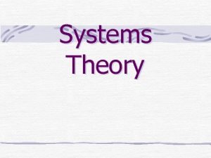 Systems theory example Systems theory example