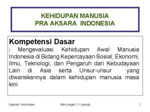 KEHIDUPAN MANUSIA PRA AKSARA INDONESIA Kompetensi Dasar Mengevaluasi