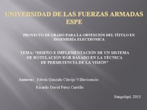 UNIVERSIDAD DE LAS FUERZAS ARMADAS ESPE PROYECTO DE