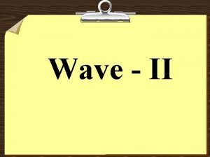 Wave II 1 Sound Waves on Strings etc