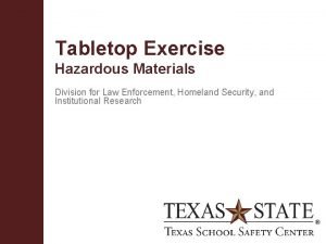 Tabletop Exercise Hazardous Materials Division for Law Enforcement