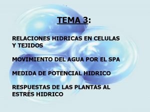 TEMA 3 RELACIONES HIDRICAS EN CELULAS Y TEJIDOS
