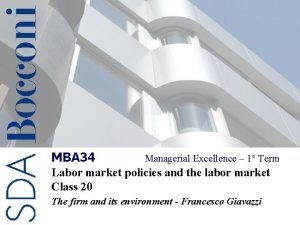 MBA 34 Managerial Excellence 1 Term Labor market