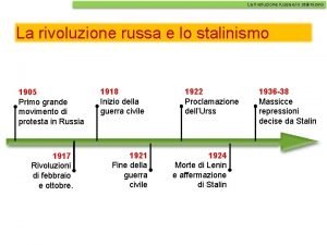 La rivoluzione russa e lo stalinismo 1905 Primo