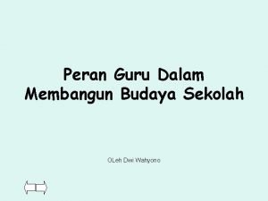 Peran Guru Dalam Membangun Budaya Sekolah OLeh Dwi