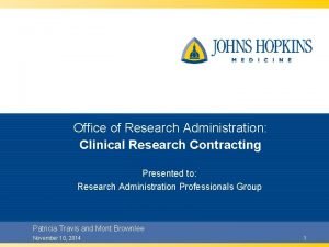 Office of Research Administration Clinical Research Contracting Presented