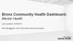Bronx Community Health Dashboard Mental Health Last Updated
