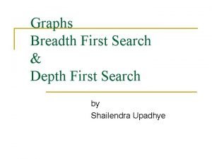 Graphs Breadth First Search Depth First Search by