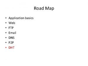 Road Map Application basics Web FTP Email DNS