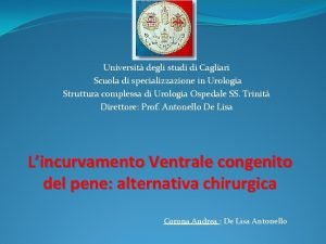 Universit degli studi di Cagliari Scuola di specializzazione