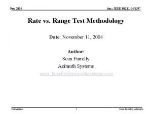 Nov 2004 doc IEEE 802 11 041397 Rate