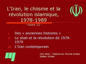 LIran le chiisme et la rvolution islamique 1978