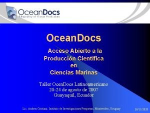 Ocean Docs Acceso Abierto a la Produccin Cientfica