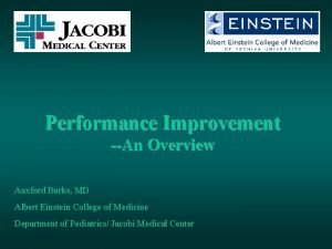 Performance Improvement An Overview Auxford Burks MD Albert