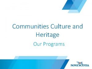 Communities culture and heritage