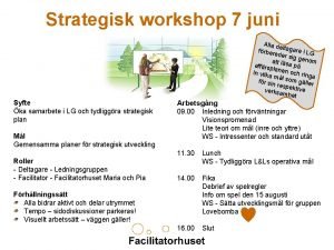 Strategisk workshop 7 juni Syfte ka samarbete i