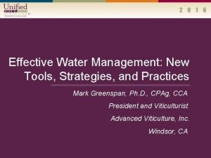 Effective Water Management New Tools Strategies and Practices