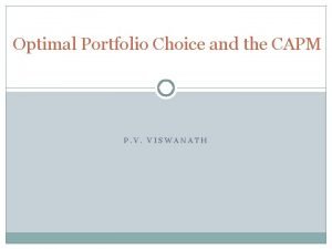 Optimal Portfolio Choice and the CAPM P V