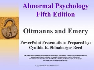 Abnormal Psychology Fifth Edition Oltmanns and Emery Power