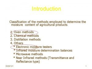 Introduction Classification of the methods employed to determine