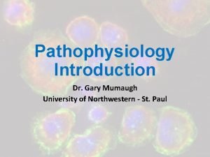 Pathophysiology Introduction Dr Gary Mumaugh University of Northwestern