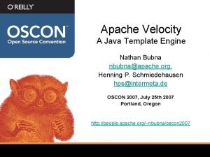 Apache Velocity A Java Template Engine Nathan Bubna