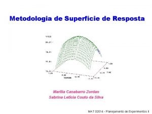 Metodologia de Superfcie de Resposta Marlia Canabarro Zordan