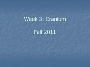 Week 3 Cranium Fall 2011 1 Cranium 1