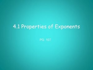 Properties of exponents
