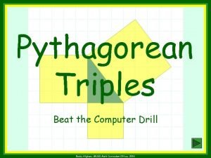 Pythagorean Triples Beat the Computer Drill Becky Afghani