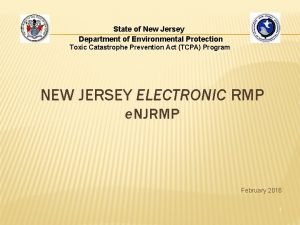 State of New Jersey Department of Environmental Protection