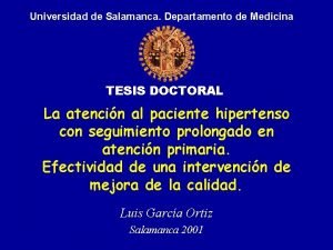 Universidad de Salamanca Departamento de Medicina TESIS DOCTORAL