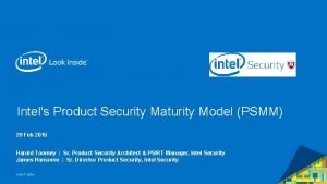 Intels Product Security Maturity Model PSMM 29 Feb