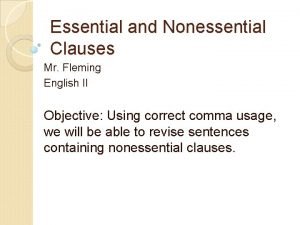 Essential vs nonessential clauses