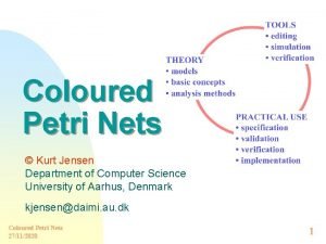 Coloured Petri Nets Kurt Jensen Department of Computer