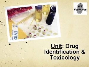 Unit Drug Identification Toxicology Objective SWBAT Define key