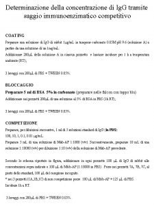 Determinazione della concentrazione di Ig G tramite saggio