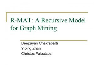 RMAT A Recursive Model for Graph Mining Deepayan