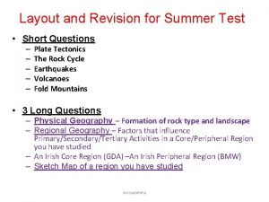 Layout and Revision for Summer Test Short Questions