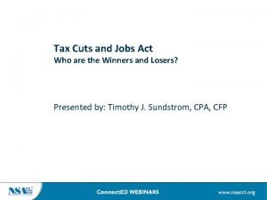 Tax Cuts and Jobs Act Who are the