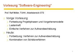 Vorlesung SoftwareEngineering Prof Ralf Mller TUHH Arbeitsbereich STS
