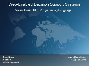 WebEnabled Decision Support Systems Visual Basic NET Programming