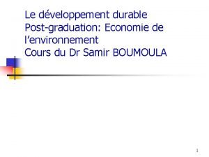 Le dveloppement durable Postgraduation Economie de lenvironnement Cours