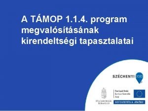 A TMOP 1 1 4 program megvalstsnak kirendeltsgi