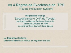As 4 Regras da Excelncia do TPS Toyota